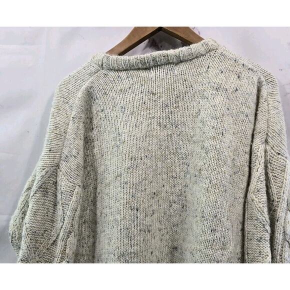 Port West Yachting Sweater Mens XL Cream Fisherman Wool Vtg Crew Neck Speckled - Picture 7 of 11